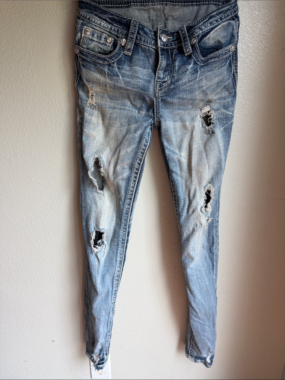 Miss Me Light Blue Distressed Skinny Jeans